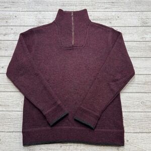 Irelandseye Sweater Men's S Burgundy Quarter Zip Wool Knitted Pullover Ireland